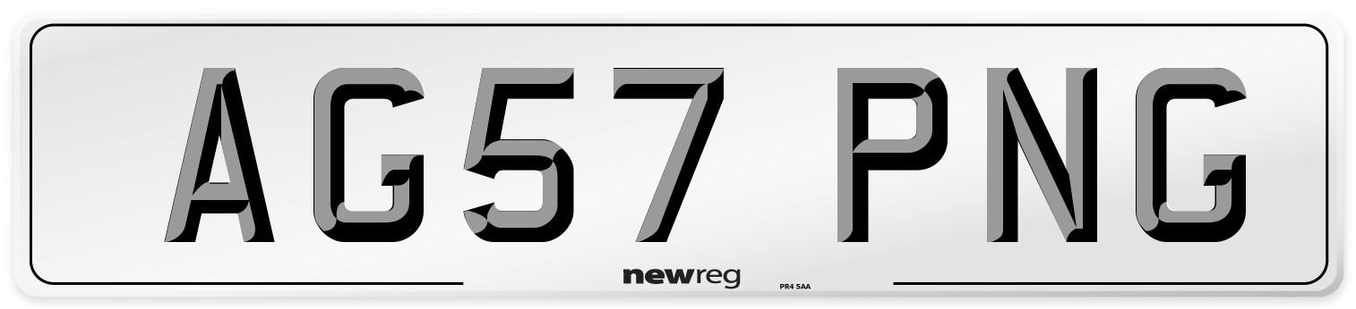AG57 PNG Number Plate from New Reg